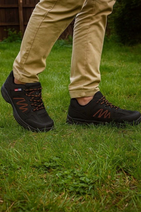 Sunlanse Shoes Men's Sports Hiking Lightweight Shoes Work Black shoes Outdoor