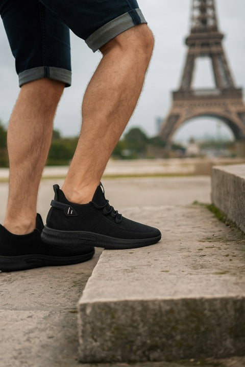 Shoes Sports Black Fabric Lace-Up